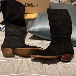 Free People Black Suede Heeled Boots